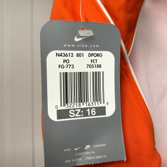 Nike Girls / Young Women’s Swimsuit Bathing Suit Size 16 Orange One Piece NWT - Picture 4 of 5